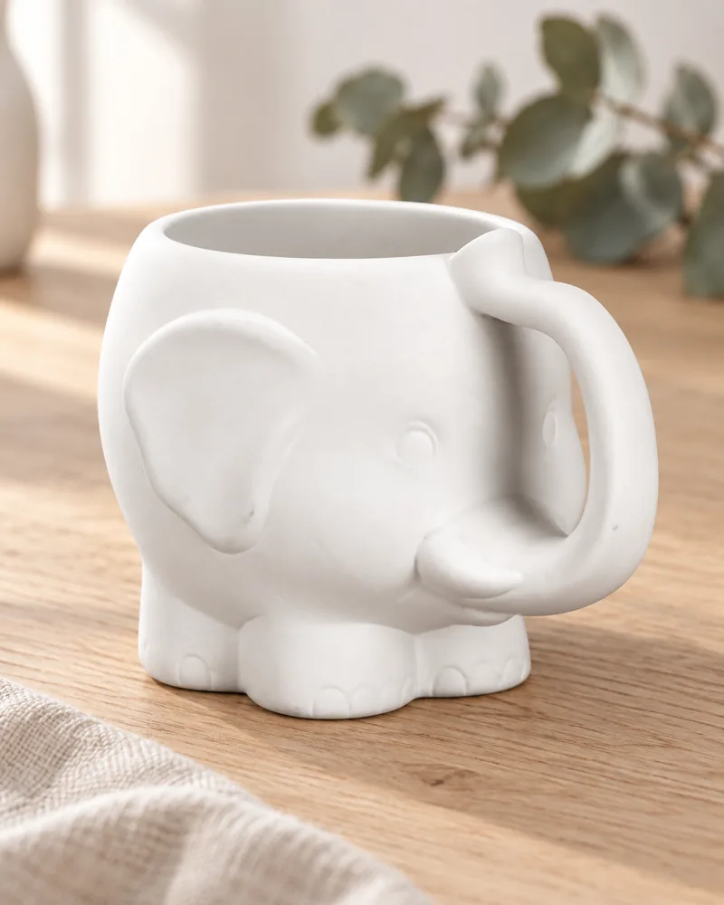Elefanten-Becher 330 ml aus Rohkeramik zum Bemalen